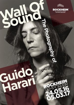Plakat for utstillingen 'Wall of Sound - The Photography of Guido Harari'