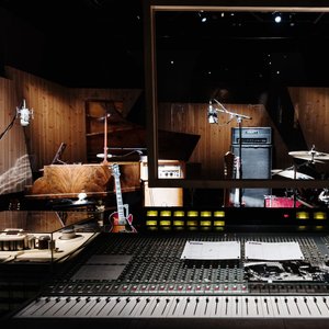 Image of a mixing desk and studio with instruments from the 2015 exhibition Supersonic Scientists at Rockheim, Norway about the career of Motorpsycho